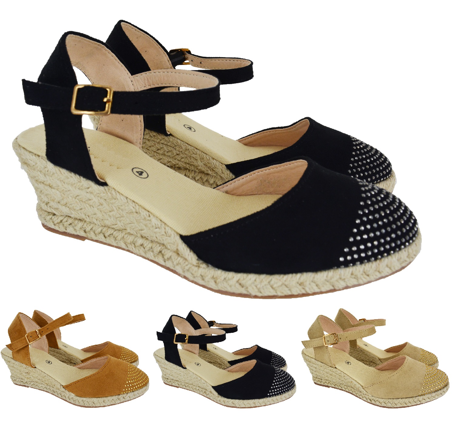 LADIES WOMENS ESPADRILLES LOW MID WEDGE BUCKLE STRAP SUMMER SANDALS SHOES SIZE | eBay